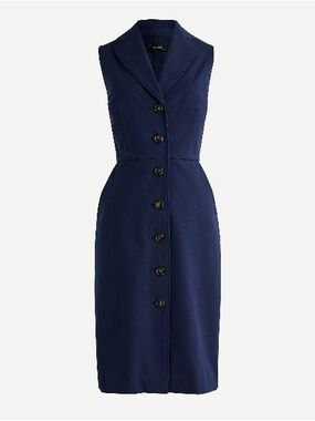 Navy Blazer Sailor Button-Front Stretch Work Dress